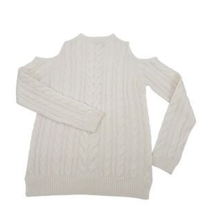 F&F UK Size 4 Cable Knit Cold Shoulder Mock Neck Sweater Tunic e